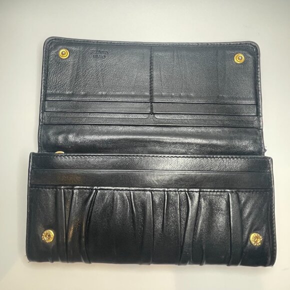 Prada Nappa Gaufre Leather Continental Wallet - Black - Preowned - Picture 3 of 14